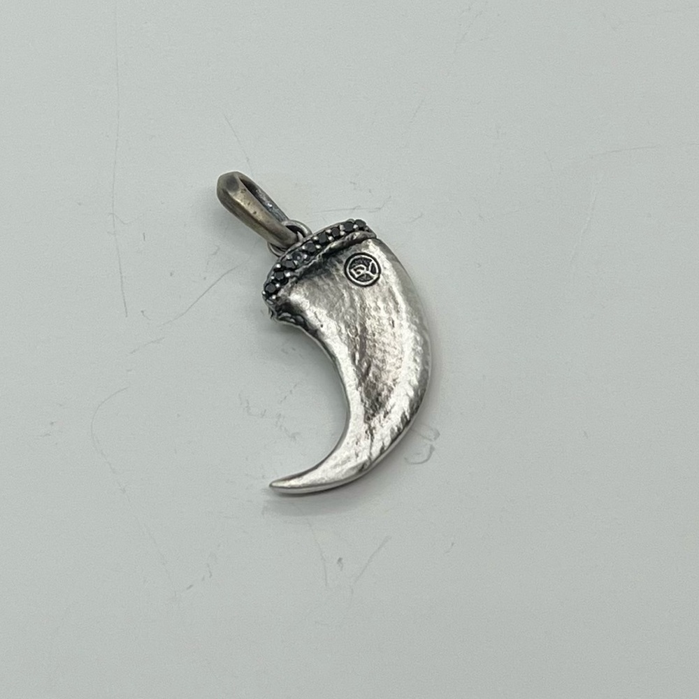 David Yurman Sterling Silver Bear Claw Tooth Pendant with Black Diamonds - Picture 5 of 5